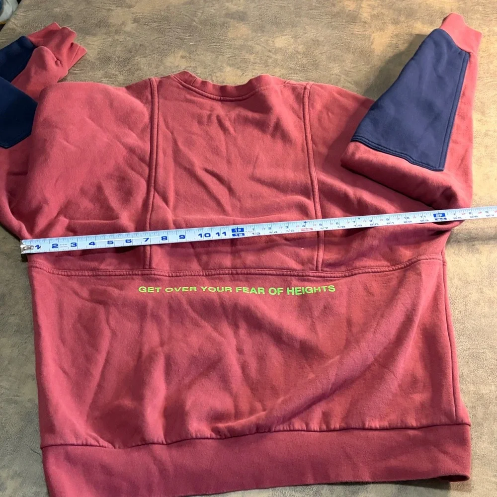 Nike Air Sweatshirt Mens Large Burgundy Neon Green Get Over Your Fear Of Heights